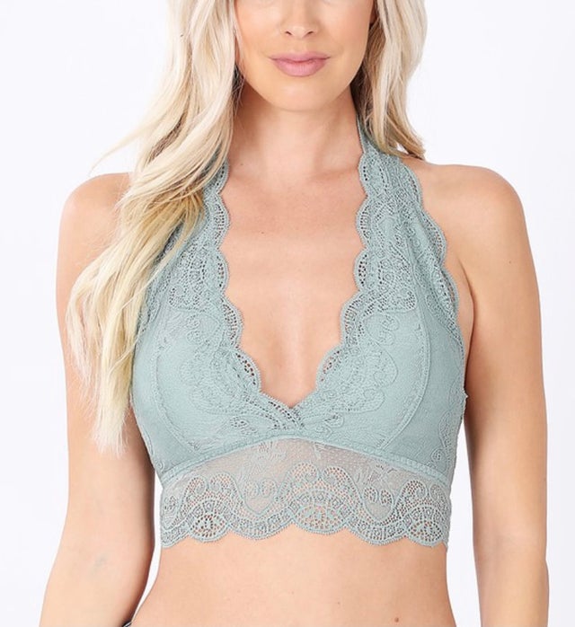 Awesome21 Sexy Lace High Neck Bralette Top Ashmustard S at  Women's  Clothing store